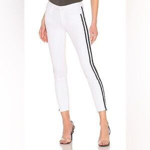 MOTHER Jeans The Looker Ankle size 25 (white with dark navy side stripe)